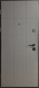 Входная квартирная дверь с накладками МДФ серого цвета